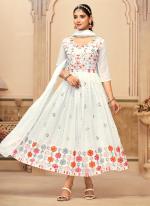 Georgette White Festival Wear Embroidery Work Readymade Anarkali Suit